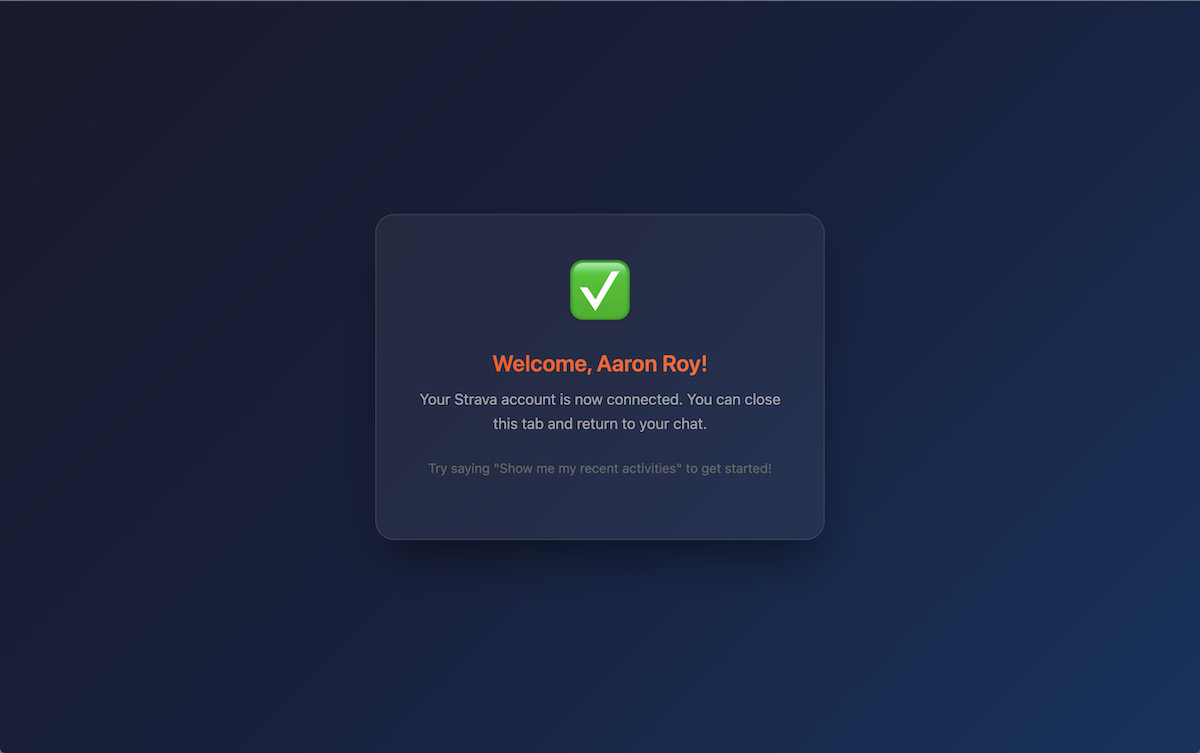 Strava MCP authorize success