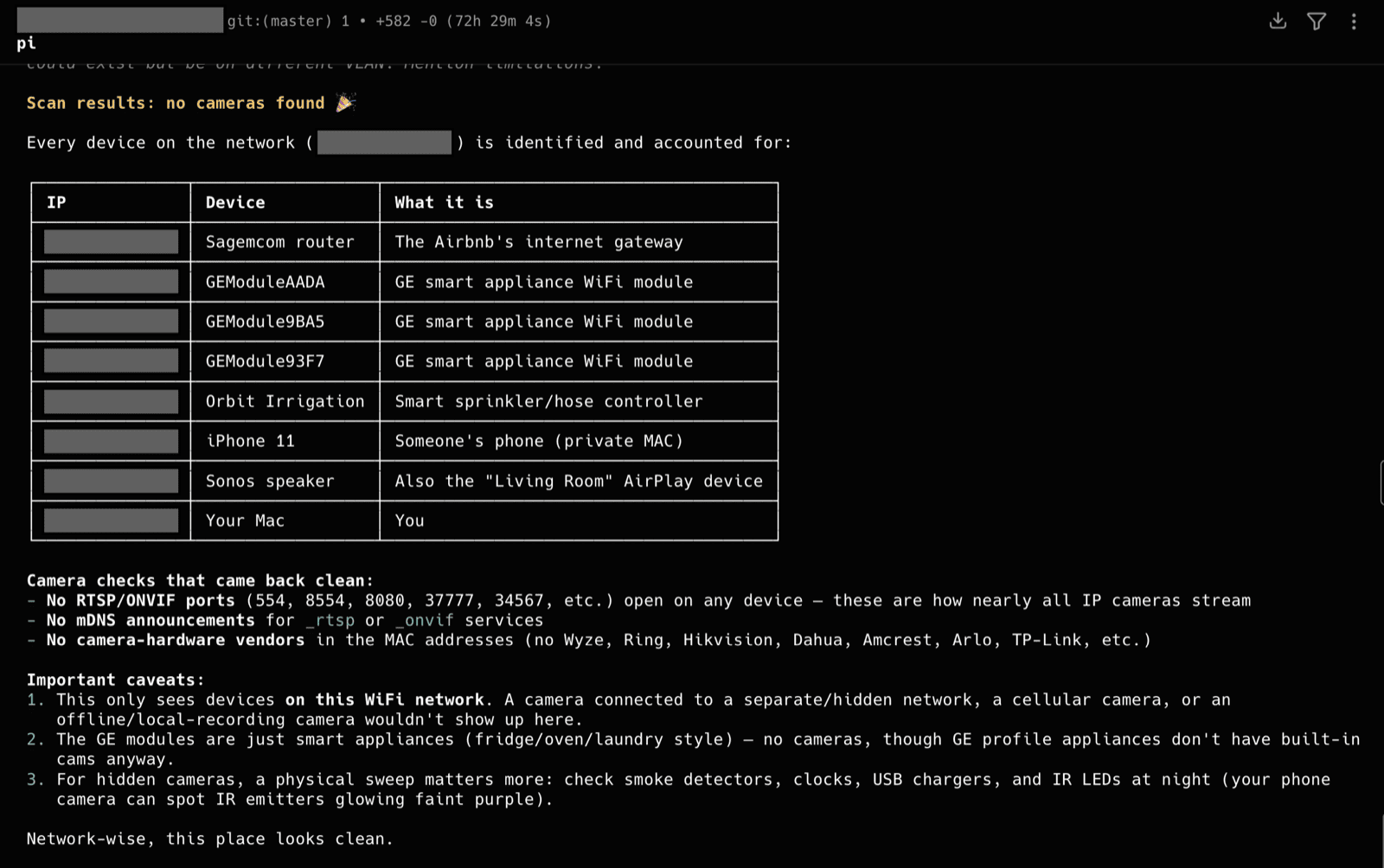 Kimi K3 camera scan results in the Pi coding agent