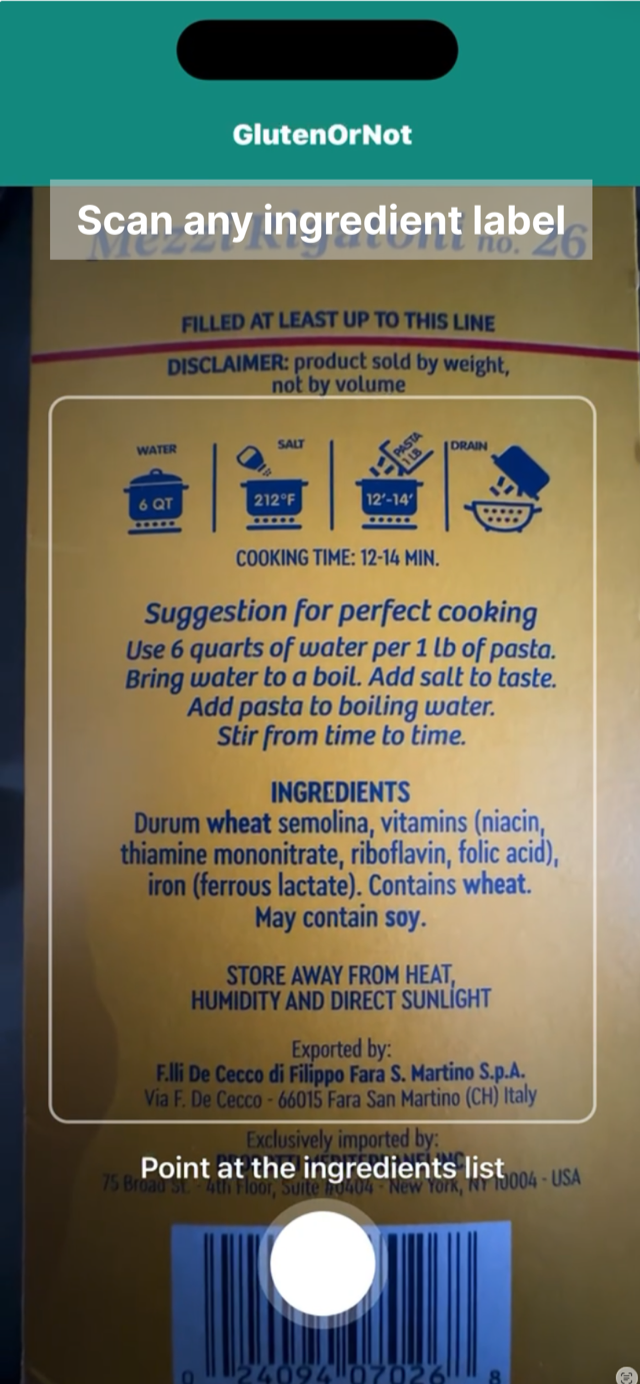 You can scan any ingredient label