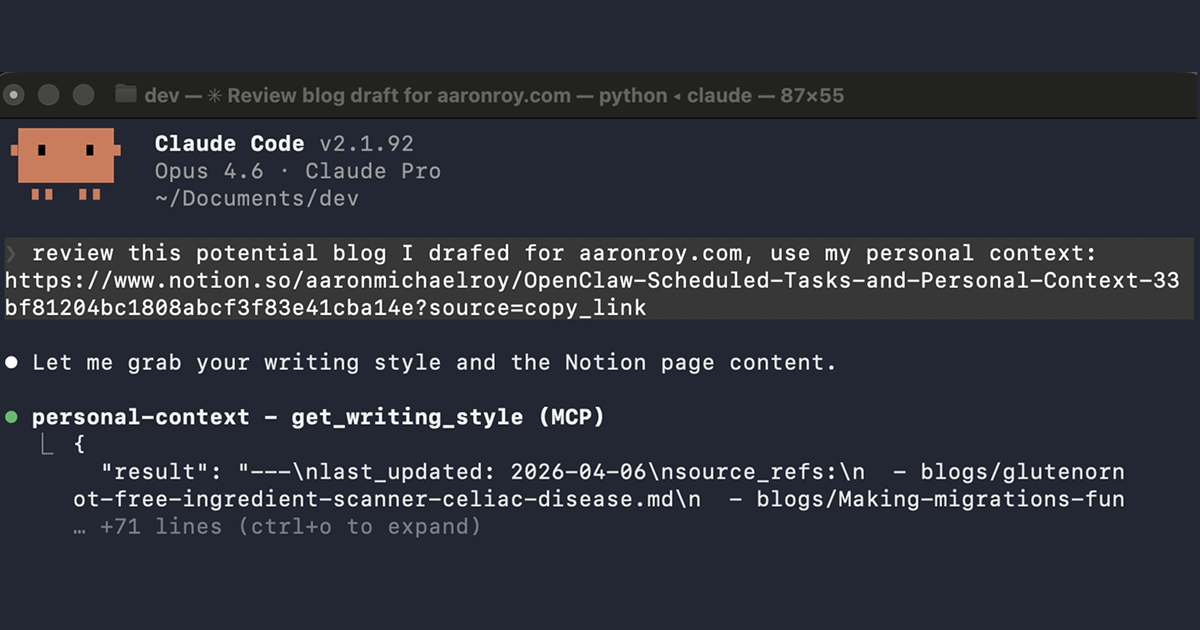 Using my personal context system to review this blog